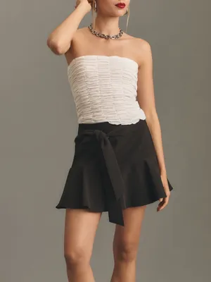 Anthropologie White Ruched Tube Top thumbnail 2