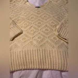 HyFve V-Neck Patterned Long Sleeve Yellow Knit Women's Sweater - Size L thumbnail 6