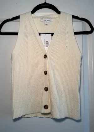 Miou Muse Boutique Knit Tank White thumbnail 1