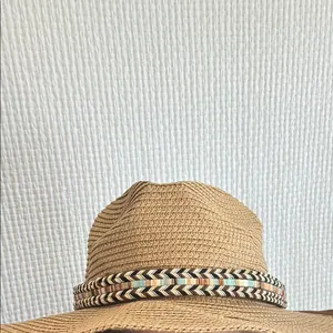 Lulla Collection Stylish Tan Woven Hat with Patterned Band thumbnail 6