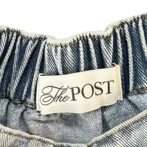 The Post Strapless Denim Jumpsuit S Light Wash Button Front Wide Leg‎ Y2K thumbnail 11