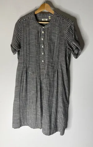 Dylan cotton short sleeve black white gingham check mini dress pockets‎ XS thumbnail 1