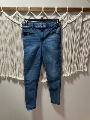 Abercrombie & Fitch Blue High-Rise Skinny Jeans thumbnail 4