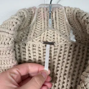 Free People My Only Sunshine Beige Chunky Knit Cowl Neck Sweater Large L Boho thumbnail 3