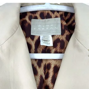 VINTAGE S 4 Jacket Cropped Trench tan belted jacket leopard leather buttons lux thumbnail 3