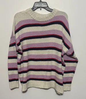 Aerie Knit Sweater in Cream and Purple thumbnail 1