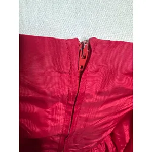 VTG 80s Romantic Red Taffeta Party Dress Puff Sleeve Square Neck Maxi Prom Gown thumbnail 6