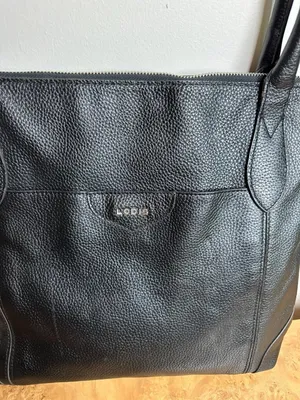 Lodis Black Pebbled Leather Tote Bag Shoulder Purse Floral Lining Work Travel thumbnail 3