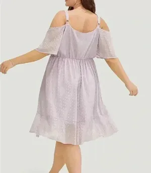 NWT!geometric ruffle trim cold shoulder pocket wrap dress size 14–16 or 1X thumbnail 4