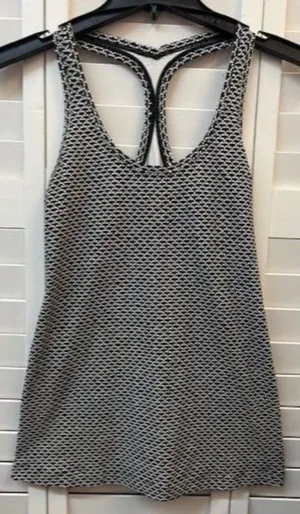 Lululemon Womens Black‎ & White Patterned Racerback Tank Top Size M thumbnail 1