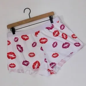 NEW!! HOT LIPS Lipstick Kiss Cropped Loungewear Two Piece Set Top Shorts XXL 2XL thumbnail 4