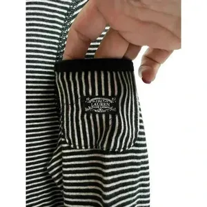 Lauren Ralph Lauren Women's Top Black Cream Stripes 3/4 Sleeves Large thumbnail 3
