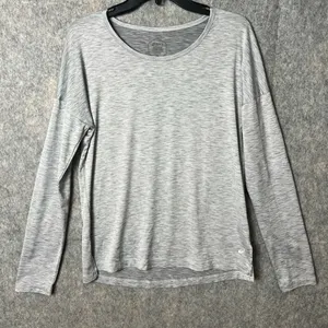 Asics Women's Large Heather Gray Long Sleeve athletic‎ Tee shirt thumbnail 1