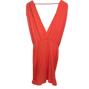 Forever 21 Coral Ruched Mini Dress Deep V Neck Sleeveless Cocktail Party thumbnail 3