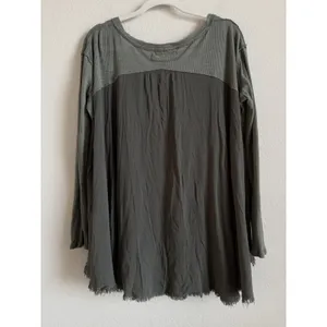 Free People We The Free TT Special Tee Crop Draping Long Sleeve Thermal Top Sz M thumbnail 2
