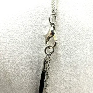 Silver tone cat pendant necklace on black cord thumbnail 6