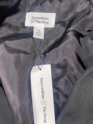 NWT The drop Classic Black Women's Double-Breasted Blazer with cutout back thumbnail 2