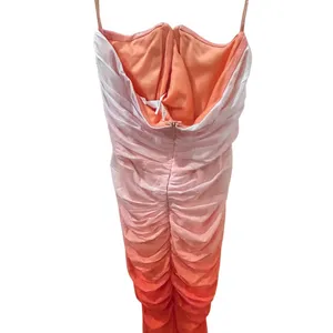 Saints + Secrets Strapless Ruched Maxi Dress in Orange Ombré Size Large NWT thumbnail 4