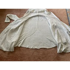 Free People Women’s Crochet Knit Hoodie Cardigan XS Asymmetrical Zip Roll Tab thumbnail 5