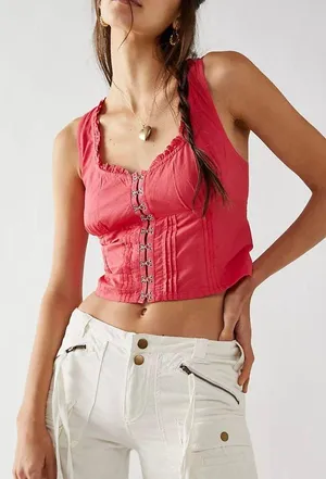 Free People pink Amelia corset top thumbnail 1