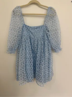 Storia Light Blue Puff-Sleeve Square Neck Women's Top thumbnail 2