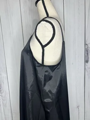 Vince Camuto Black Satin Slip Maxi Dress Sz L V-Neck Strappy Sleeveless thumbnail 5