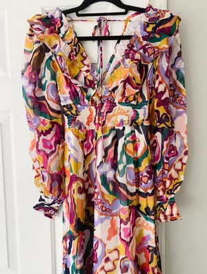 Anthropologie The Odetta Ruffled V-Neck Dress, Size XXS thumbnail 9