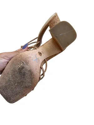 PAIGE Cork Finish Strappy Sandals Heels Size 6.5 thumbnail 2