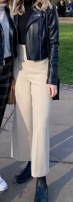 ZARA High Waist Wide Leg Ankle Pants thumbnail 1