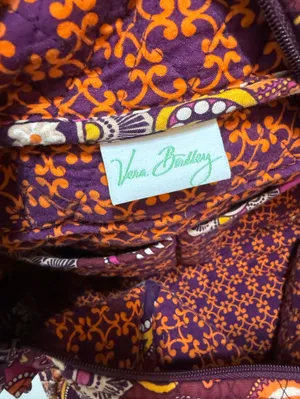 Vera Bradley Safari Sunset Paisley Design Medium Duffel Bag Purple Orange thumbnail 6