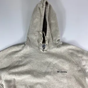 Columbia Hoodie Sweatshirt Womens Large Beige Pockets Drawstring Pullover READ thumbnail 2