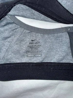Nike Gray straps Strappy Sports Bra Dri fit medium black padded gym thumbnail 5