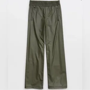 NWT OFFLINE By Aerie Real Luxe Faux Leather Wide Leg Pant in Green Size L thumbnail 10
