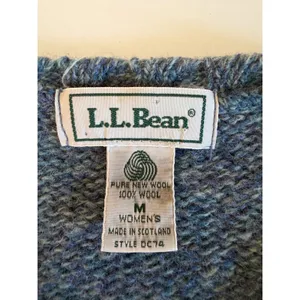 LL Bean Womens Blue Wool V-Neck Sweater Made in Scotland DC74‎ Medium thumbnail 5