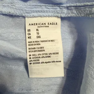 American Eagle Light Blue Textured Stripe Oversized Button Down Shirt XL 6246 thumbnail 7