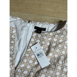 NWT Ann Taylor linen blend‎ dress geometric print belted waist v-neck size 6 thumbnail 3