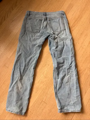 Zara Straight Jeans Womens 10 Blue Light Wash Distressed Fringe Hem Denim thumbnail 7