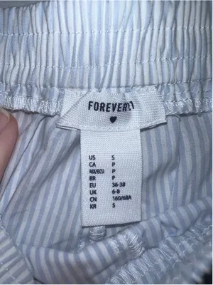 Women's Forever 21 Pajama Shorts Size S Blue White Striped Lace Trim thumbnail 4