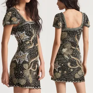 Loveshackfancy party embroidered sequence star mini Davis dress size small 4 thumbnail 3