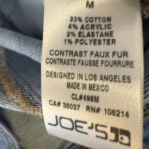 JOE’S Jean Jacket with Leopard Faux Fur Collar Denim new no tags Animal Print thumbnail 8