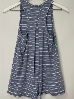 Lululemon All Tied Up Tank Top Blue & White‎ Stripe Size 2 thumbnail 5