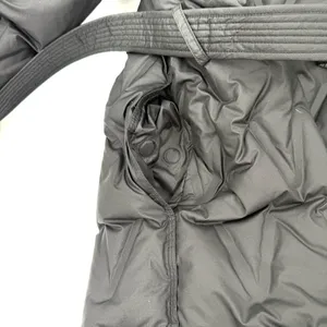 Black Down Puffer Jacket Shawl Collar Wrap Belt Winter Outerwear Coat Parka Size M thumbnail 11