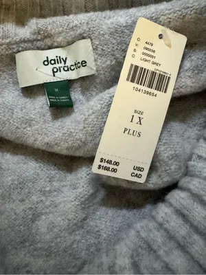 Daily Practice Off-Shoulder Foldover Midi Sweater Dress - Light Gray 1X NWT thumbnail 10