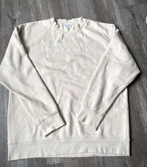 Hanes VTG Penn State Nittany Lions Sweatshirt Crewneck Embroidered Beige White Size L thumbnail 1