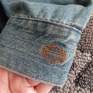 Harley-Davidson Blue Embroidered Button-Down Shirt Denium Costal Womens M thumbnail 10