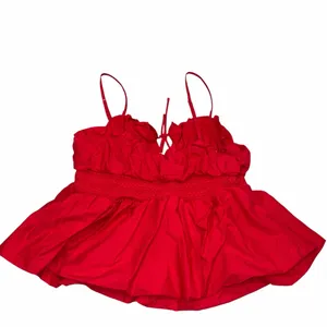 ASTR The Label Red Spaghetti Strap Cropped Peplum Tank Medium thumbnail 4