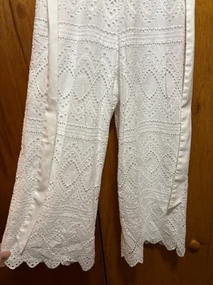 Express White Strapless Jumpsuit Eyelet Design Wide Crop Leg thumbnail 9
