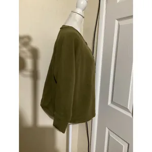 Madewell MWL Green Henley Sweatshirt Organic Cotton Blend Raglan Sleeve Small thumbnail 2