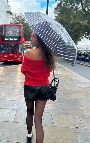 Bershka red off the shoulder sweater thumbnail 4