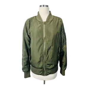 Joujou Bomber Jacket‎ Women Large Olive Green Faux Fur Lined Full Zip Utility thumbnail 3